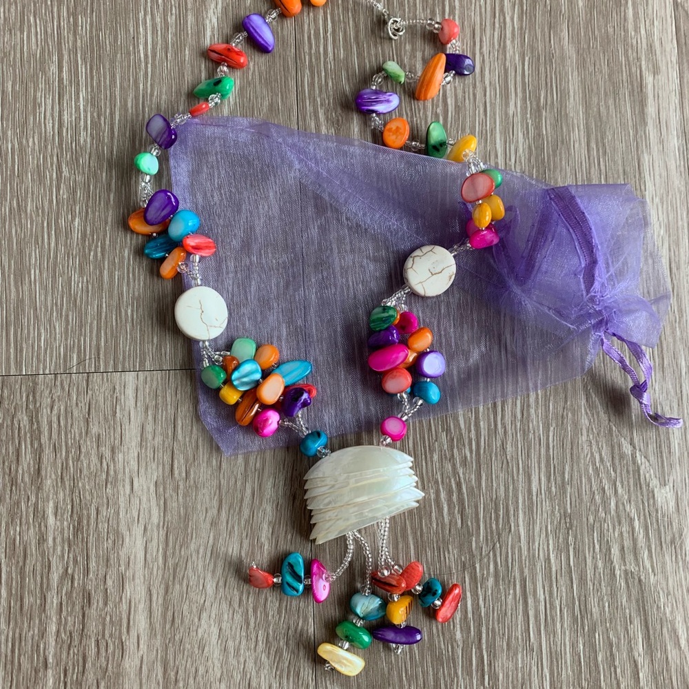 Porcelain Glass and stones Necklace